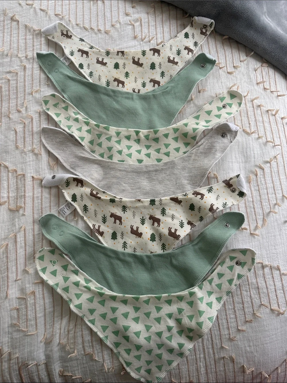 Neutral Sage and Cream Baby Bandana Bibs - 6-Pack